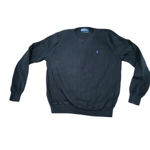 Vintage Polo By Ralph Lauren Black Pullover Size large  Blue Label 100% Cotton